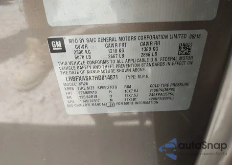 2017 Buick Envision Preferred z USA, uszkodzony, nr VIN LRBFXASA7HD014871